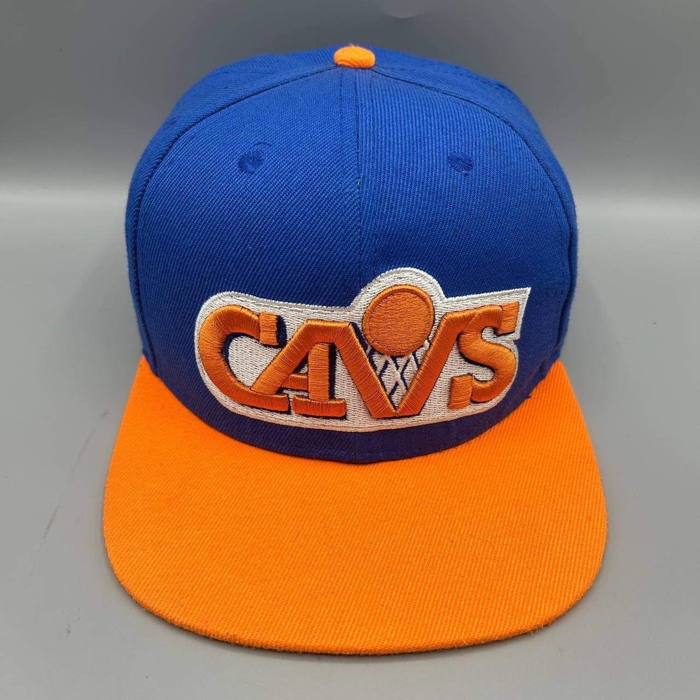 Cleveland Cavaliers Hat Men Blue Orange Mitchell & Ness NBA Snap Back Cap Wool